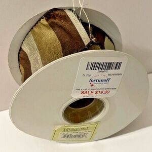 NEW Dupion Ribbon Chocolate Gold Stripe Wire Edged 4 Yards 2.5" Wide by Regency